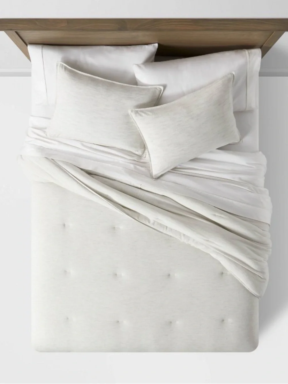 NIB Threshold King Space Dyed Cotton Linen Comforter & Sham Set Cream